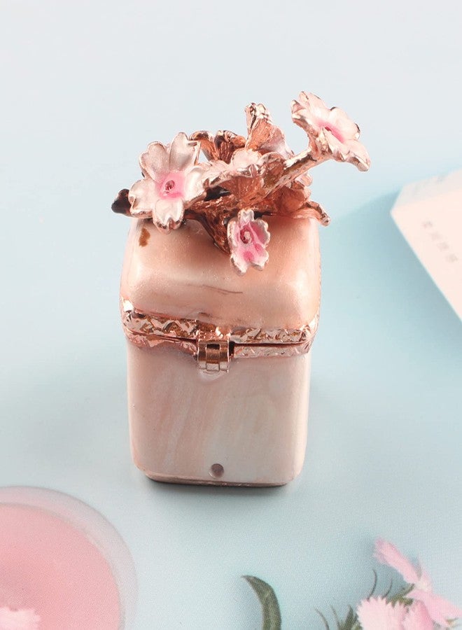 Xinkulas Cute Mini Cherry Blossoms Decorative Trinket Jewelry Box Ring Necklace Keepsake Case (Pink) - Image 5